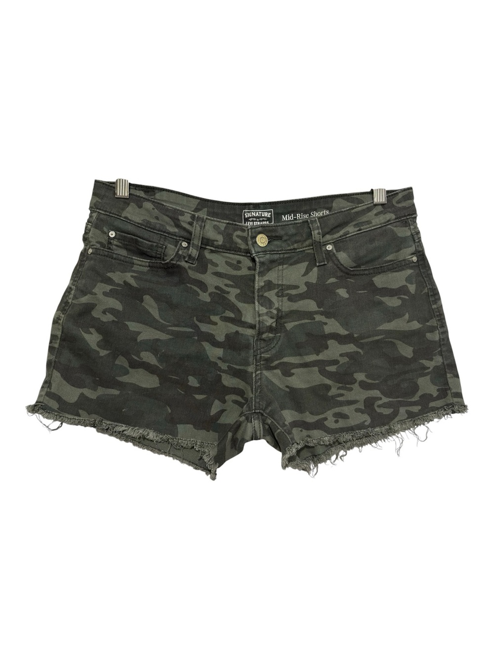 Levi’s Camo Mid-Rise Denim Shorts Olive Green Size 8